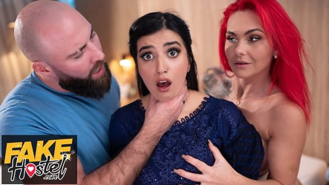 Aaliyah Yasin & Roxi Keogh have ultra-kinky 3some with Brit COUGAR couple in Fake Hostel