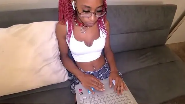 Stepbrother mercilessly fucks ebony schoolgirl after class