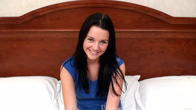 Smallish 95lb raven-haired legal year senior makes her debut pornography