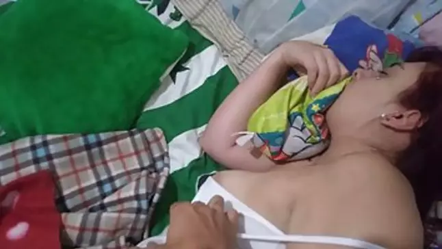 Ginormous backside stunner with tats and pierced puffies is sleeping while her roomie is pawing her