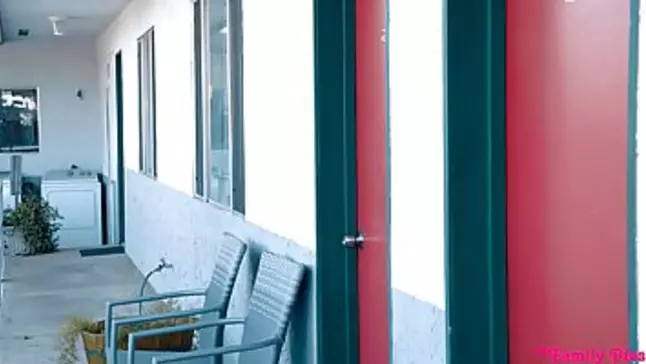 Chloe Virgin is wailing while getting boned, because her pal is sleeping in the same apartment